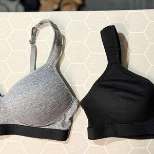 TWO NWOT Zone Pro Sports Bras - Grey and Black, SIZE LARGE